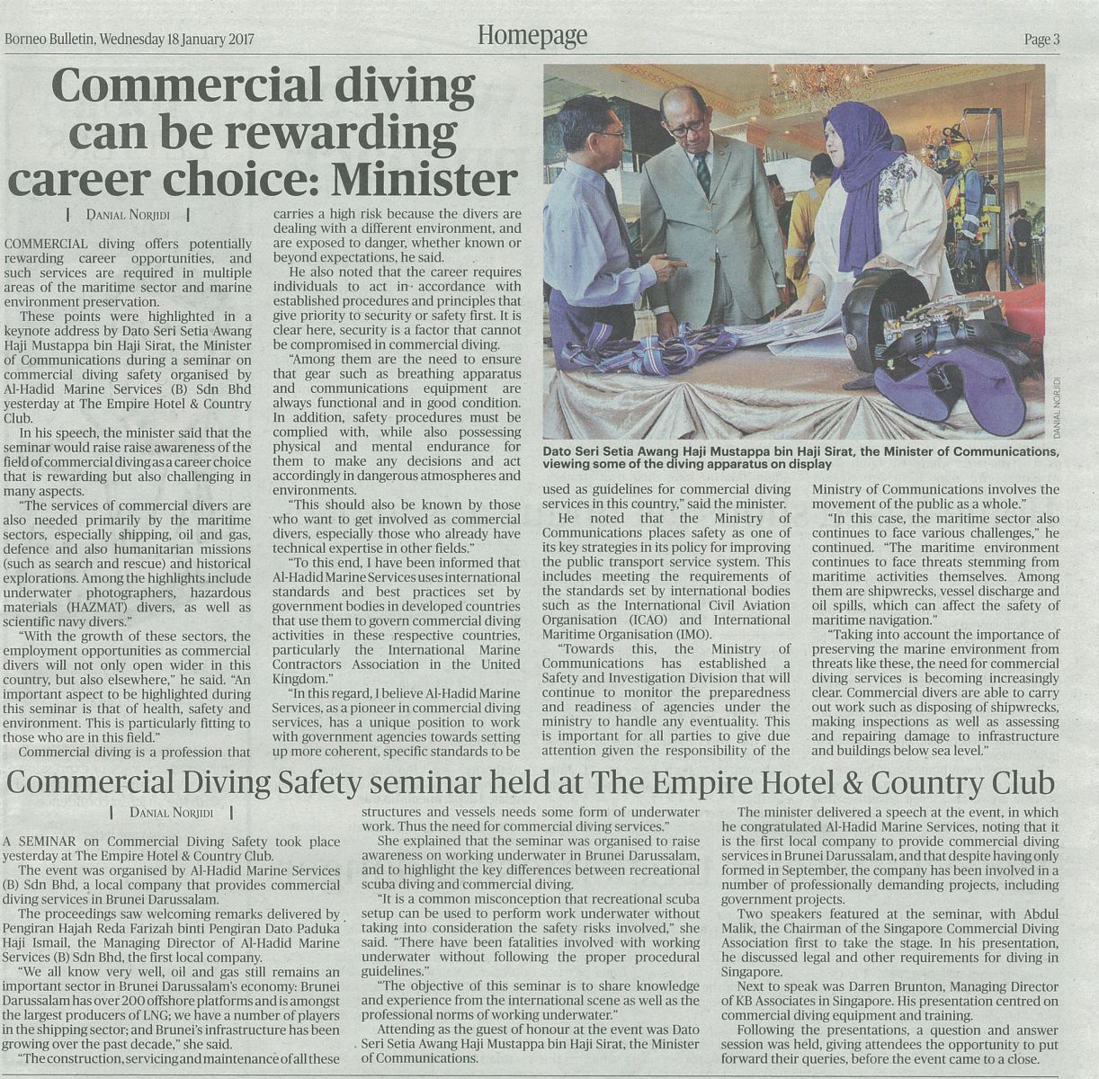 Commercial Diving can be rewarding career choice: Minister